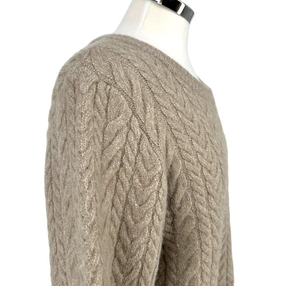& Other Stories Cable Knit Wool Alpaca Blend Sweater Beige Brown Size Large - Picture 9 of 12